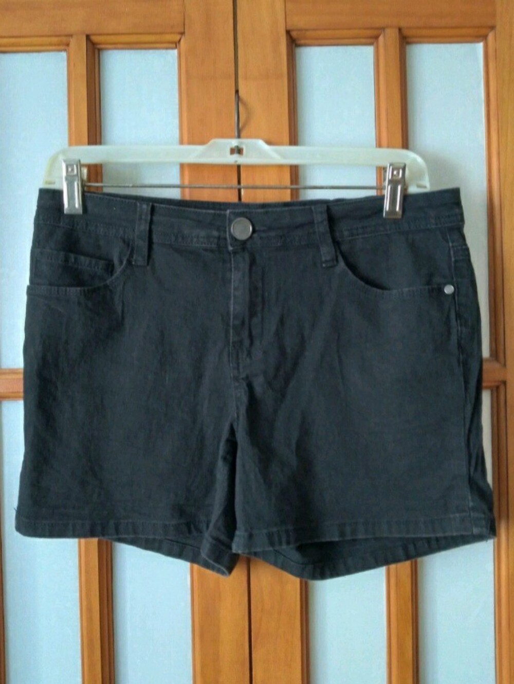 Women's Jr's Y2K Black Cotton Shorts By Red Blue Denim Sz 7 (28)